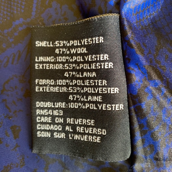 Guess Y2K Wool Blend Fit and Flare Lined Coat Zip Blue Size Small - Picture 6 of 12